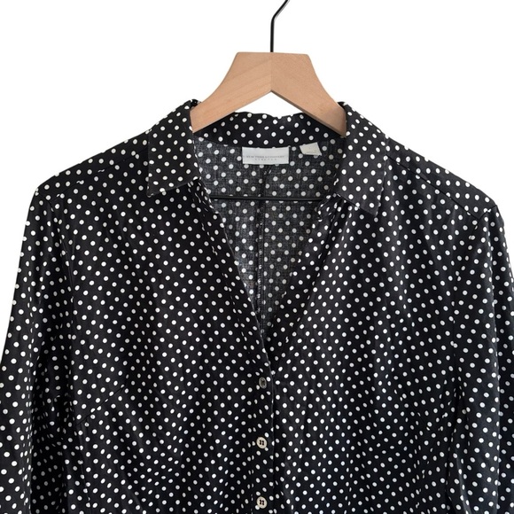 New York & Company Button Up Shirt Polka Dot Roll Tab Office Casual Size Large - Picture 2 of 16